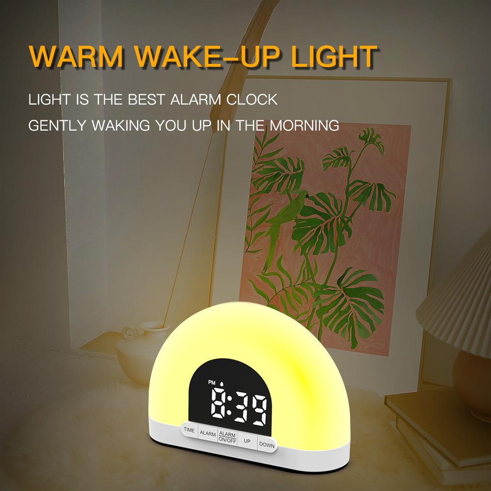 Simulation Sunrise Wake Up Light Digital Alarm Clock Intelligent Night Light for Bedroom