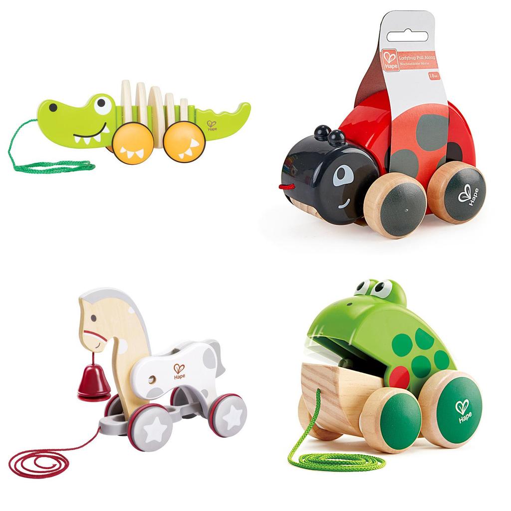 Holz-Ziehspielzeug Froschfamilie für Kleinkinder Kinder Baby Jungen Mädchen Lernen Aktives Spielen