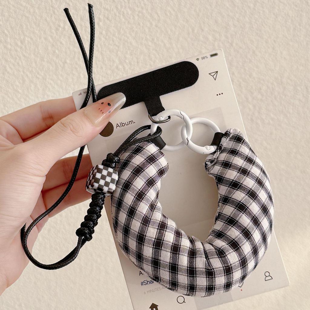 Japanese & Korean Color Block Plaid Handmade C-Shaped Wrist Accessory Ornament