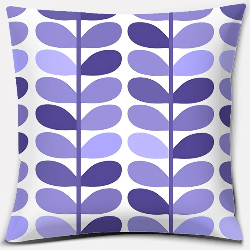 Purple Geometric Flower Text Printing Series Pattern Pillowcase Square Pillowcase Home Office Decoration Pillowcase