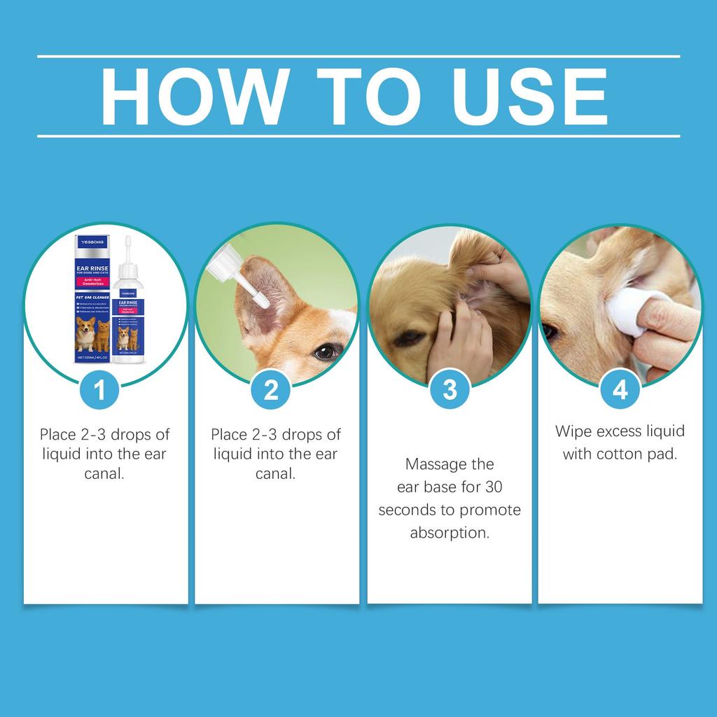 120ml Pet Ear Cleaner, Suitable For Itchy Ears In Dogs And Cats, Reducing Inflammation And Earwax. Pet Ear Deodorant