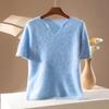 2026 A/W Women's V-Neck Cashmere Wool Knit Short Sleeve Sweater