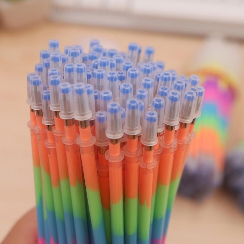 10Pcs/Set 6color ranbow Ink Gel Pen Refill Rod PenHandle School Writing Stationery Gel Ink Pen