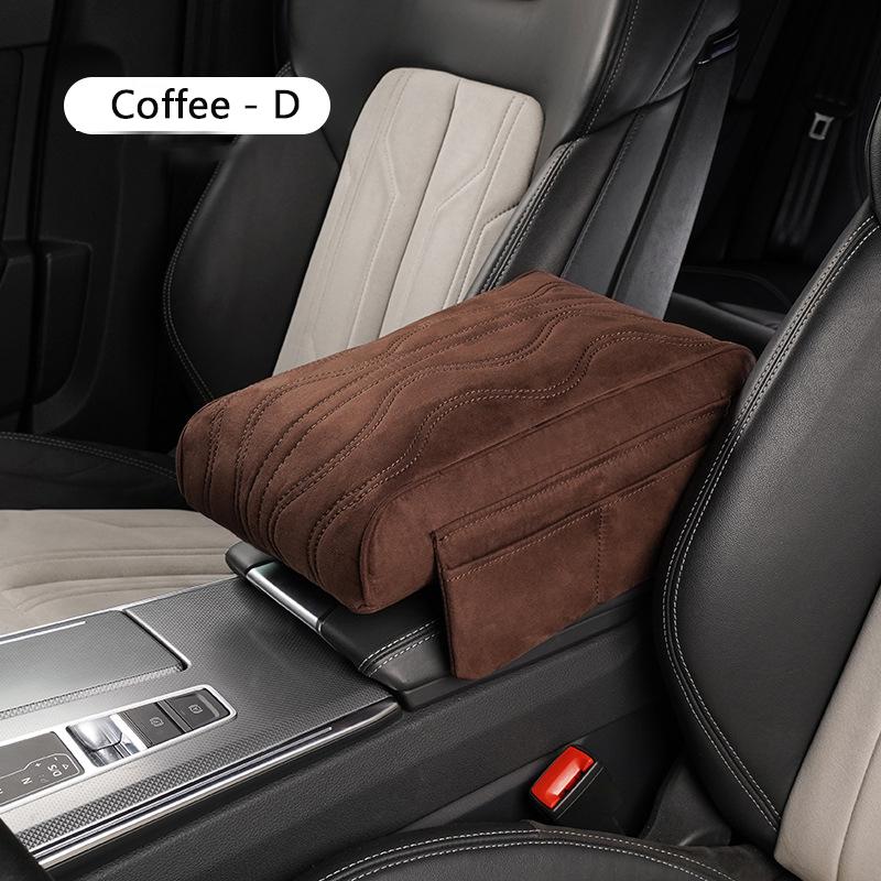 Car Armrest Cushion Suede Armrest Cup Holder Center Console Increased Elbow Support  Armrest Cushion Vehicle Arm Storager Box
