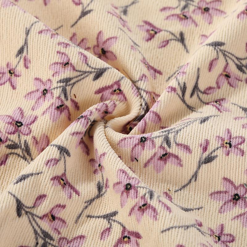 New corduroy fabric Small floral women's fashion casual wear material printed corduroy nylon polyester fabric DIY handmadesewing