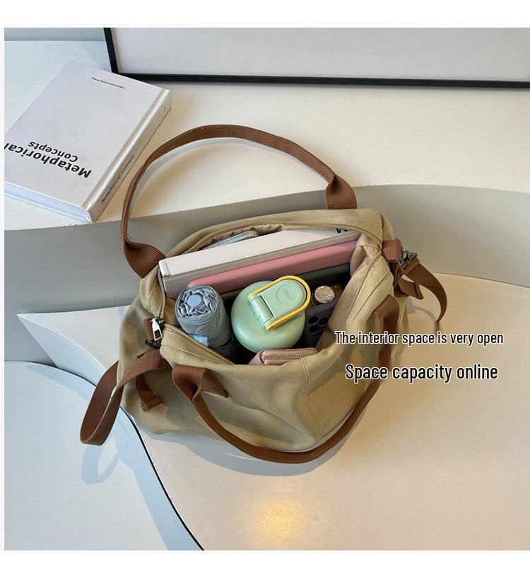 Large Capacity Retro Canvas Tote Bag: Simple, Fashionable Shoulder and Crossbody Bag for Women and Girls