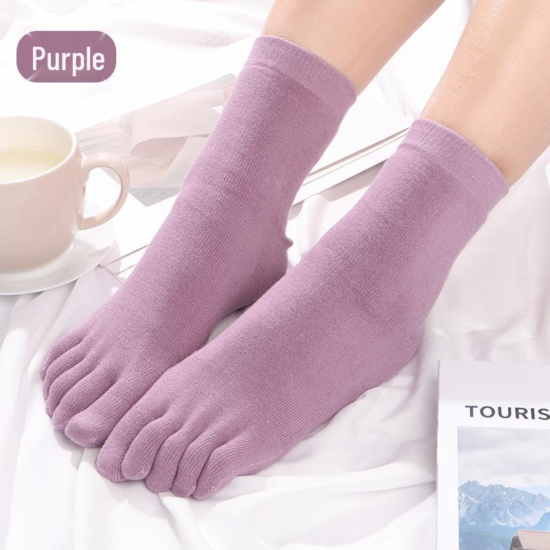 

Women s Winter Fleece-Lined Five-Toe Cotton Socks - Odor-Resistant, Thick, Mid-Calf One Size