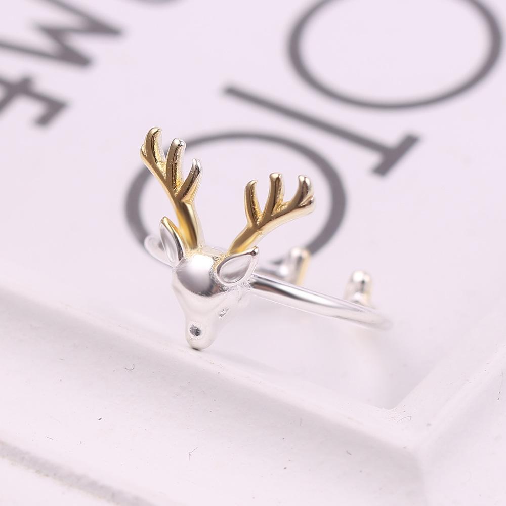 Fashion Color Christmas Deer Ring for Women Cartoon Elk Simple Open Ring Jewelry