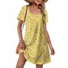 2026 Womens U-Neck Printed Midi Dress Casual Loose Fit Everyday Wear