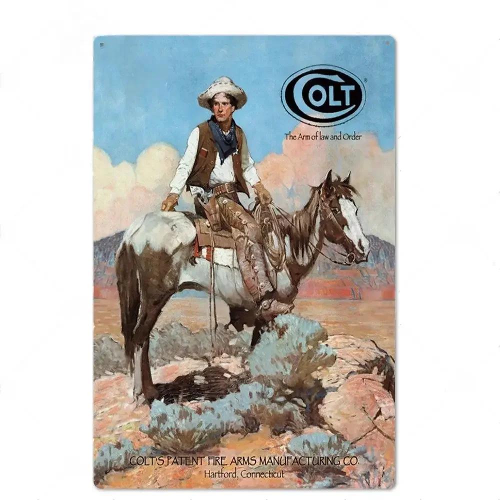 Retro Shooting Winchester Colts Metal Plaque Plate Painting Iron Tin Sign Wall Art Picture For Hunters Home Living Room Decor