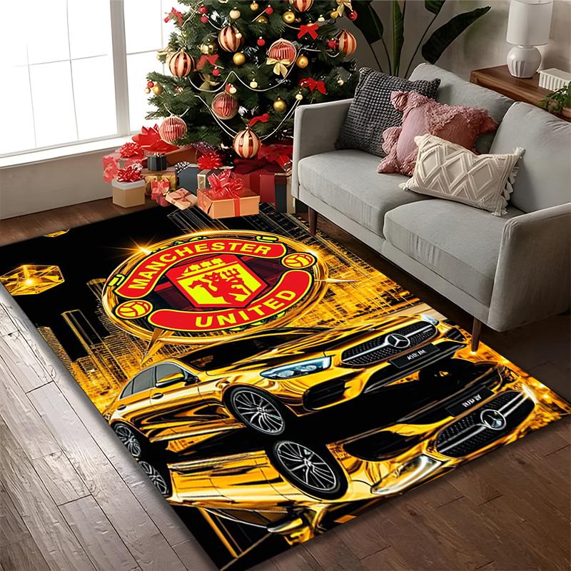 1pc Office Carpet, Manchester United Manchester City Chair Rug, Living Room Printed Area Rug, Home Chair Floor Mat