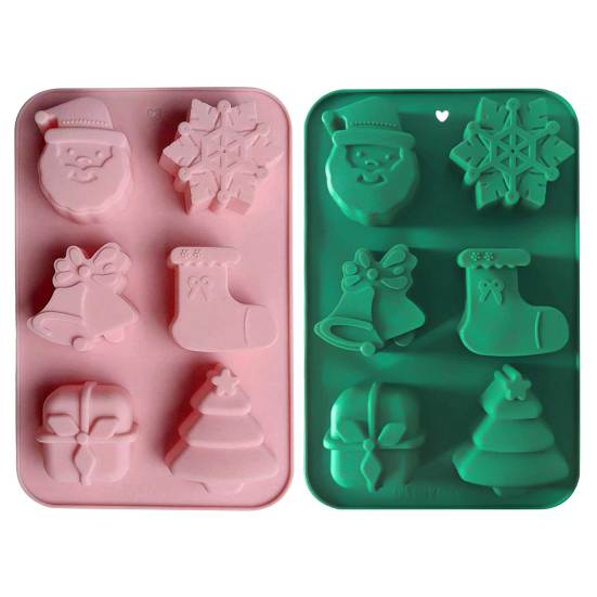 Christmas Silicone Cake Mold Set Xmas Tree Snowman Santa Claus Bells Snowflake Gingerbread Man Baking Mold DIY Baking Tool Kit