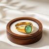 Stainless Steel Oval Natural Aventurine Ring for Women 18k Gold Plated Finger Rings Trendy Jewelry Gift