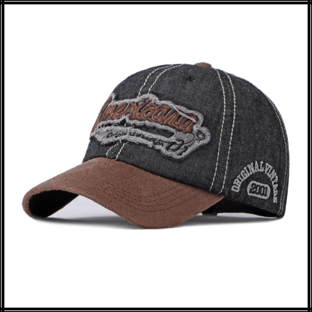 Baseball Antique Denim CA870 [White Fang] Hat, Cap, Logo, Cap, 3D, Stylish, Cool, Men's (Light Blue)