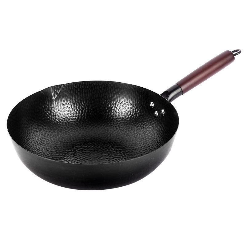 Shandong Handgehämmerter Eisen Wok, Antihaftbeschichtet, Flachboden Wokpfanne für Induktionsherde