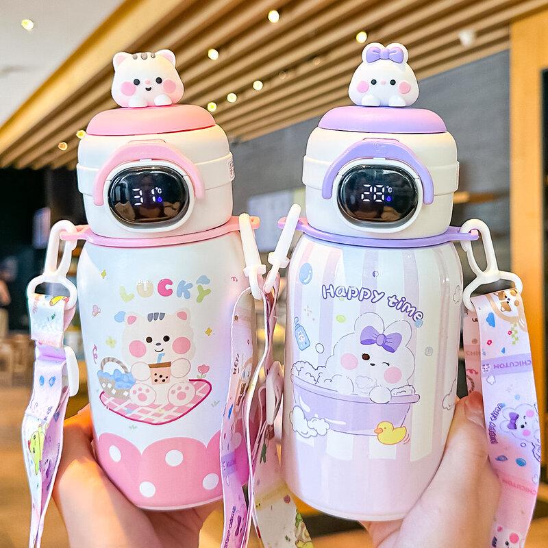 Qiwei Smart Temperature Display Children's Thermos Straw Cup
