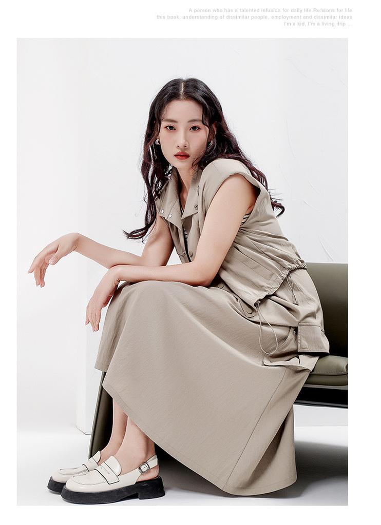 Fashion Dress Set for Women's Summer Slimming and Age Reducing Vest, Mid Length Skirt, Two-piece Set