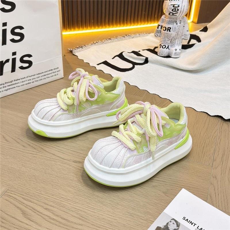 Autumn Women's Chunky Sneakers Breathable Mesh Casual Shoes Lace-Up Thick Sole Platform Shoes For Daily Wear