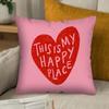 1pc "This Is My Happy Place" Heart Print Throw Pillow Cover - Cute Heart with Smiling Face & 'XOXO' Suitable for All Rooms, Bed, Couch