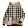 Women's Fashion Casual Christmas Print Long Sleeve Sweatshirt Pocket Jacket Zipper Hoodie Coat