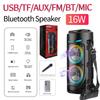 Bluetooth-Compatible Speaker Loud Boombox with Double Subwoofer Deep Bass Lights Outdoor Speaker Support USB/TF/AUX/FM/BT/MIC