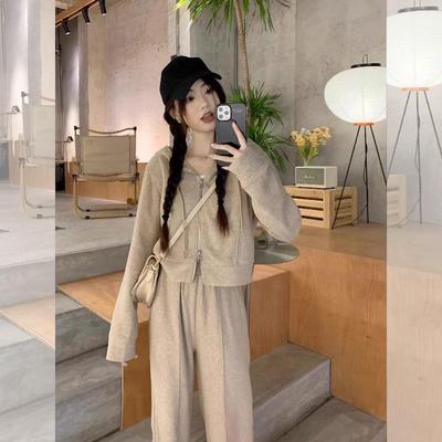 2024 Women's Petite Casual Sweatshirt and Sweatpants Set for Autumn and Spring