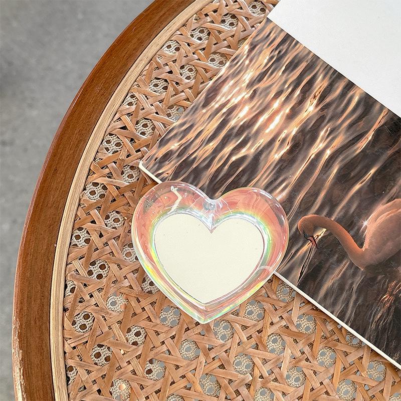 Colorful Laser Heart Mirror Magnetic Phone Holder & Stand - Stretchable, Girly Ins Style