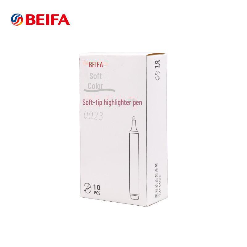 Beifa Morandi Soft-Headed Fluorescent Pens - 10-Box Set for Students' Graffiti and Eye-Protection Marking