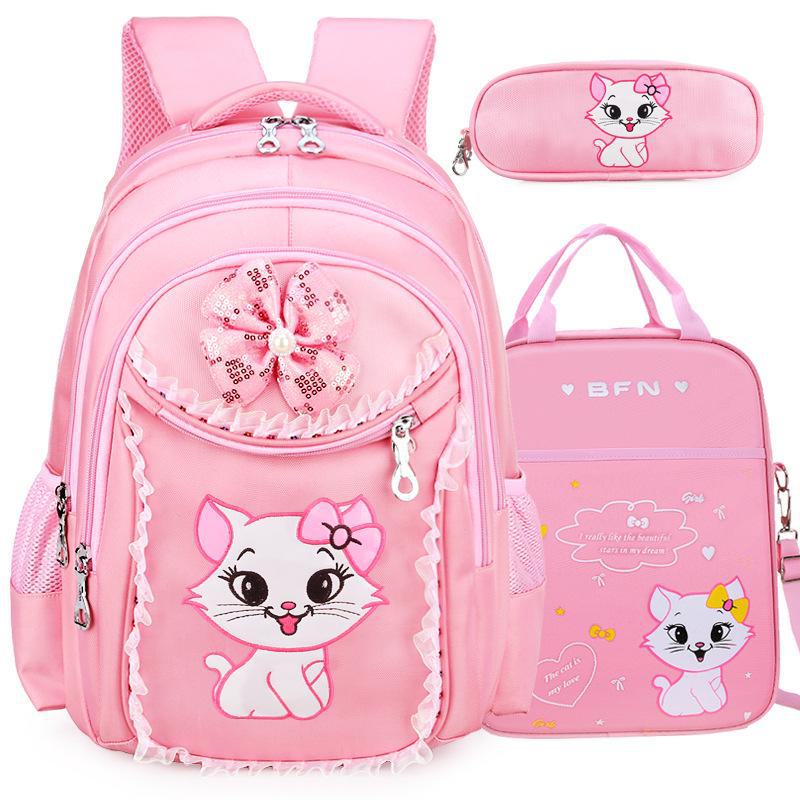 Elementary School Korean Princess Backpack for Girls, Ages 7-12, Grades 1-6, Double Shoulder Strap, Cute Design