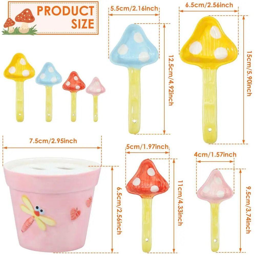 4Pcs Ceramic Mushroom Measuring Spoons Potted Coffee Spoon Decorative Tablespoons  Kitchen