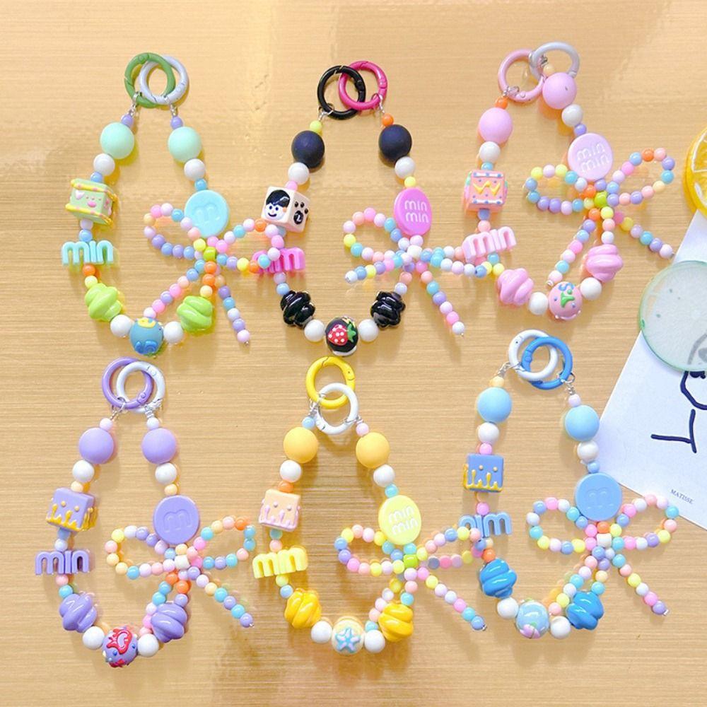 

Candy Color Candy Color Beaded Phone Chain M Letter Hand-Painted Wrist Strap Jewelry жёлтый