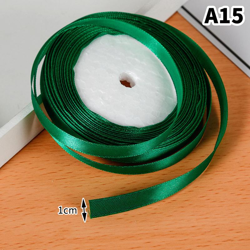 1Cm (25 Yards/Roll) Satin Flat Ribbon Roll Gift Flower Bouquet Packaging Wedding Birthday Ribbon Making Diy