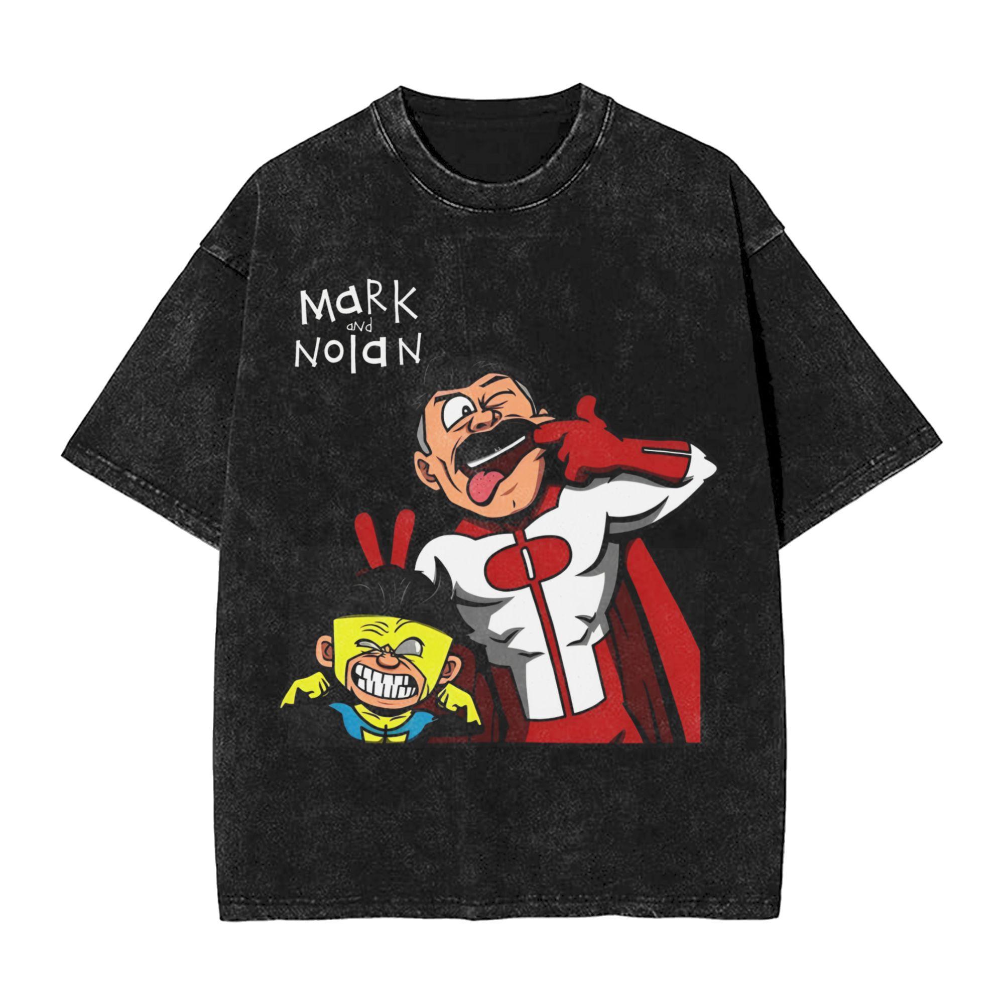 Washed T Shirt Funny Invincible Superhero Parody Hip Hop TShirts Oversize Streetwear Short Sleeve Tops Tops Tees Unisex Women S