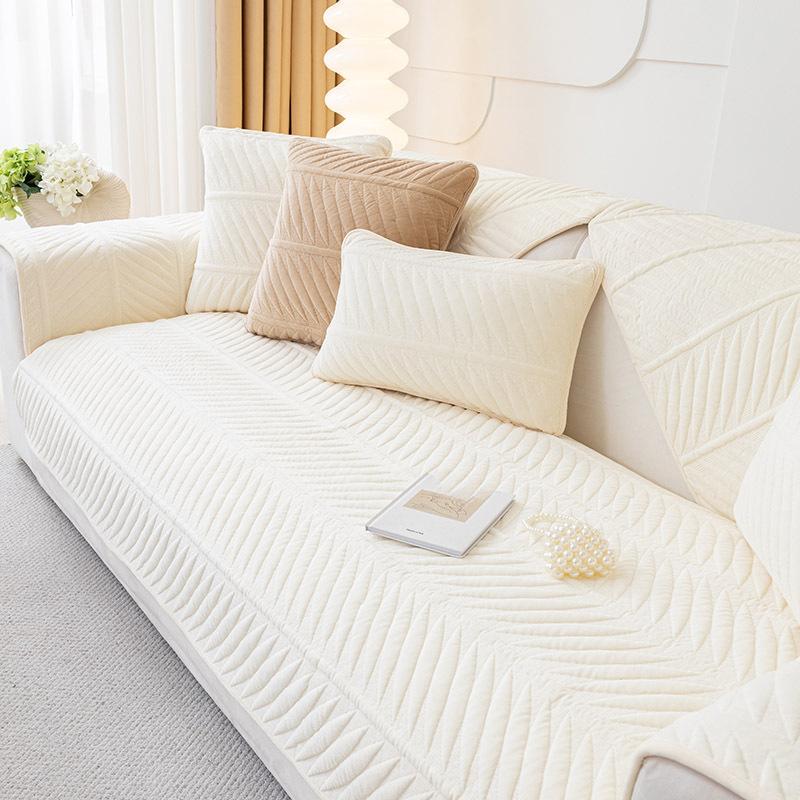 

Современная простая кремовая плюшевая подушка для дивана, осенне-зимняя нескользящая кожаная ткань для дивана, однотонная подушка, четыре сезона