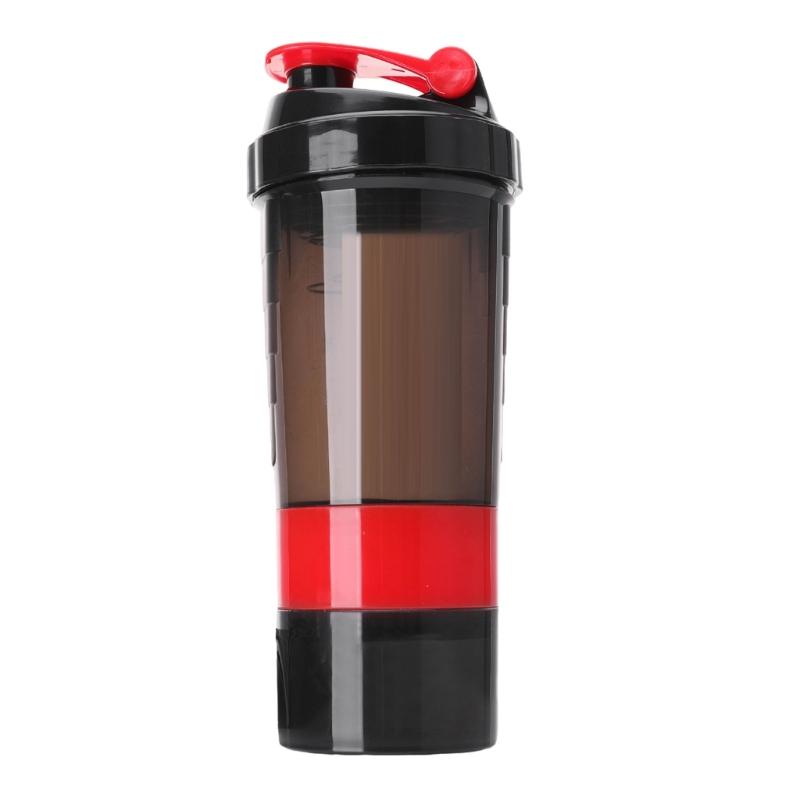 500ML 3 Schicht Protein Shake Flasche Große Kapazität Wasserflasche Plastik Mischbecher Fitness Sport Wasserbecher Langlebig