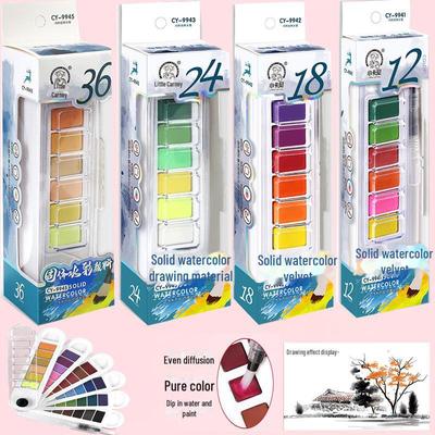 Kit di Pittura ad Acquerello a 12-36 Colori per Principianti: Set di Vernici in Polvere Solida