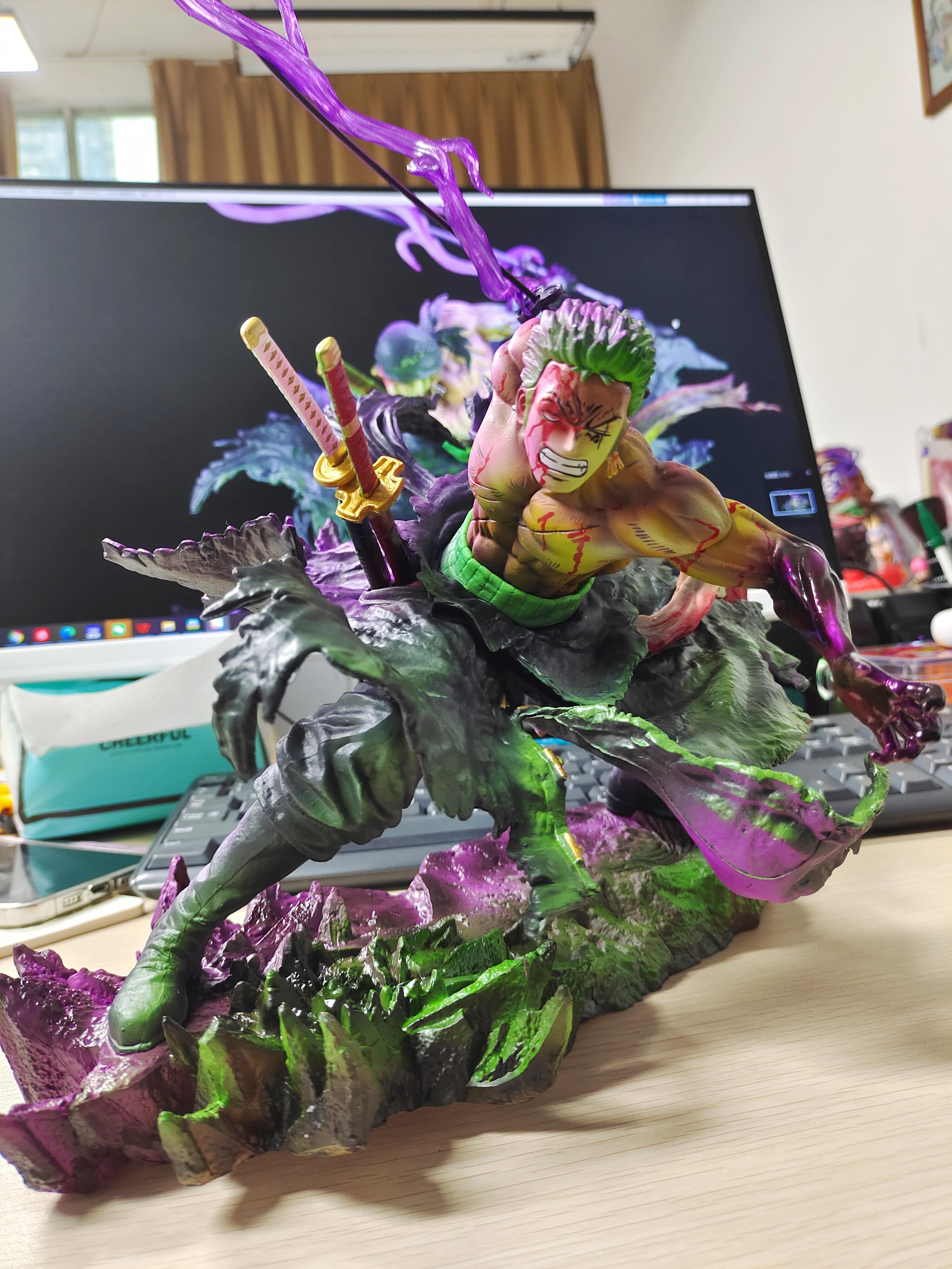 One Piece Anime Statue Bloody Zoro Double-Headed Statue Figure Exquisite Workmanship Animation Figure Statue Desktop Decoration