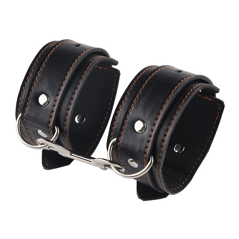 BDSM Handcuffs Anal Hook Mouth Plug Collar Bondage Kit Adults Games Adjustable Size Leather Metal Butt Plug Sex Toys for Couples