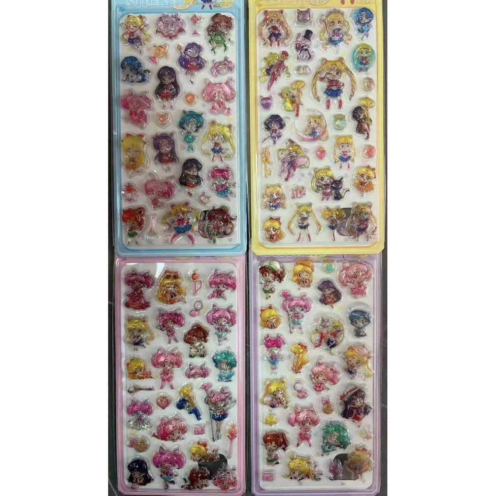 Set of Four Relief Stickers Pretty Guardian Sailor Moon Cartoon Anime Diy Phone Case Computer Birthday Gifts for Boys and Girls
