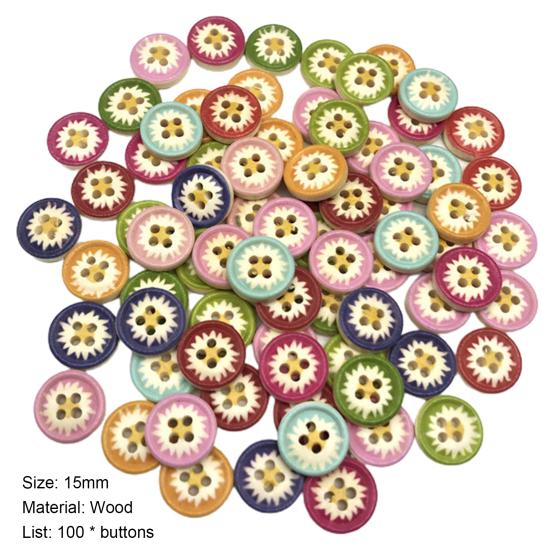 100 Stück Holzknöpfe Verdickt Rissfest Keine Grate Kleidungsschnalle Nähknöpfe für Textilien
