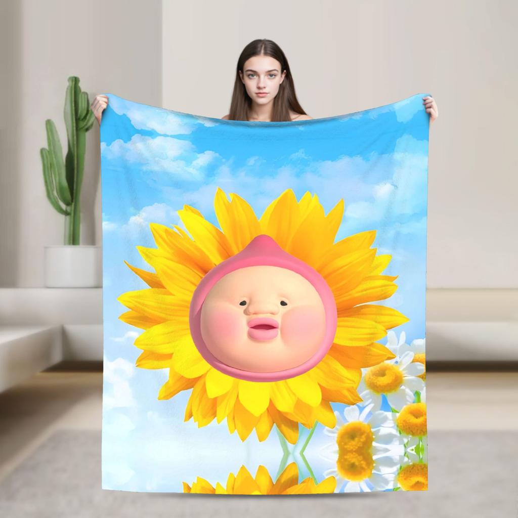 K-Kobito Zukan Peach Plush Blanket Girls Boys  Flannel Throw Blanket For Living Room Warm Quality Bedspread Birthday Present