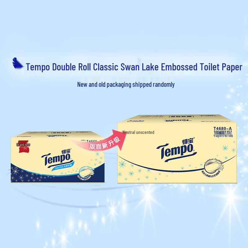 Tempo 4-Ply Thickened Unscented Toilet Paper Rolls