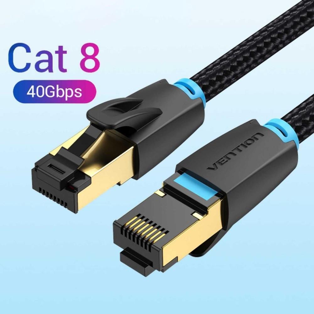Double Shield Ethernet Extension Cord Copper Wire Cat 8 Patch Cable  Indoor&Outdoor