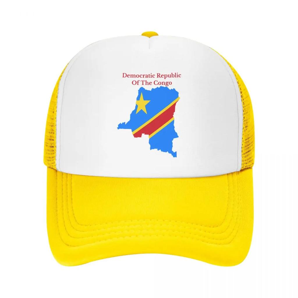 Custom Democratic Republic Of The Congo Flag Map Trucker Hat for Unisex Women Adjustable Adult Baseball Cap Hip Hop Dad Hat