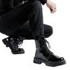 Leather Boots for Men Round Toe Mid Calf Lace Up Height Increasing Spring Autum Newest Sewing Casual Fashion Shoes