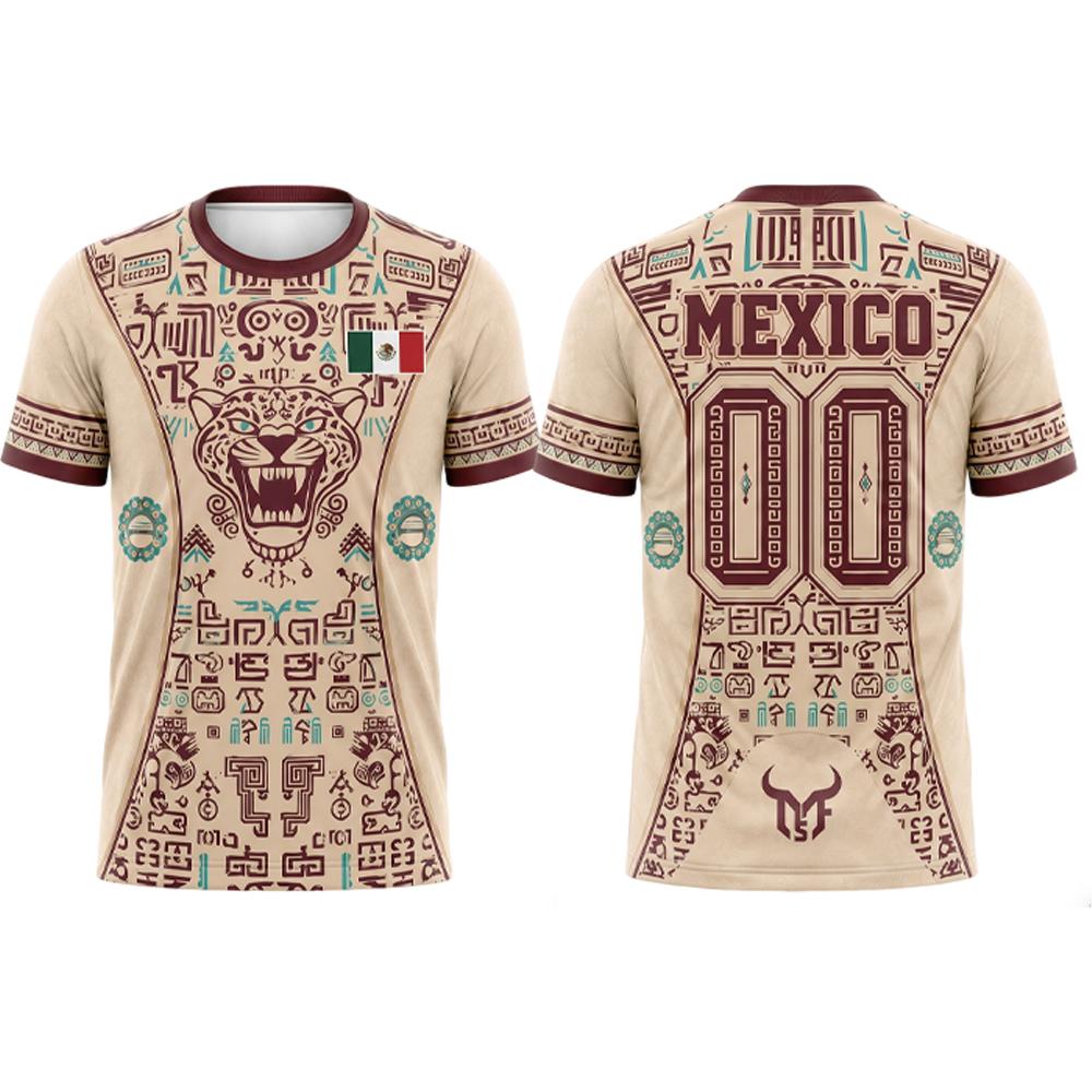 Maglietta da Calcio Uomo Stile Messicano con Grafica Giaguaro Estate Traspirante Bandiera Messicana Stampa 3D Maglia Unisex Casual Streetwear Top