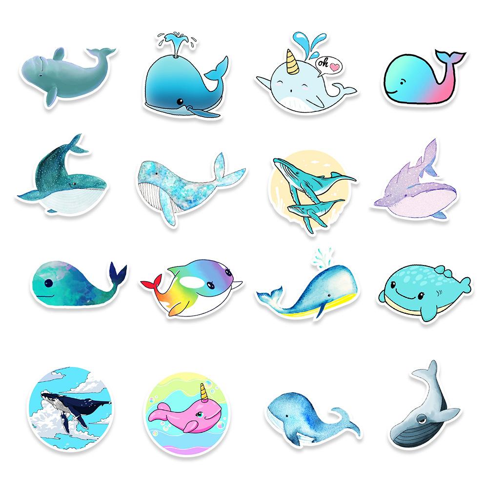 50 Whale Graffiti Stickers Car Suitcase Mobile Phone Refrigerator Decoration Stickers Waterproof