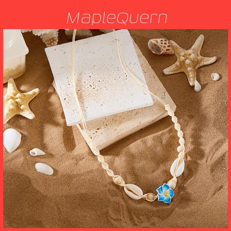 Floral Necklace With Shell Beads And Adjustable Cord For Women