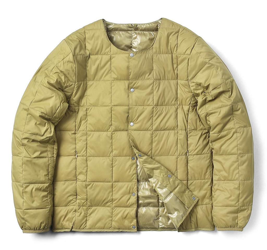 Crew Neck Button Inner Down Size XL TAION-104 Men's Jacket, Beige,