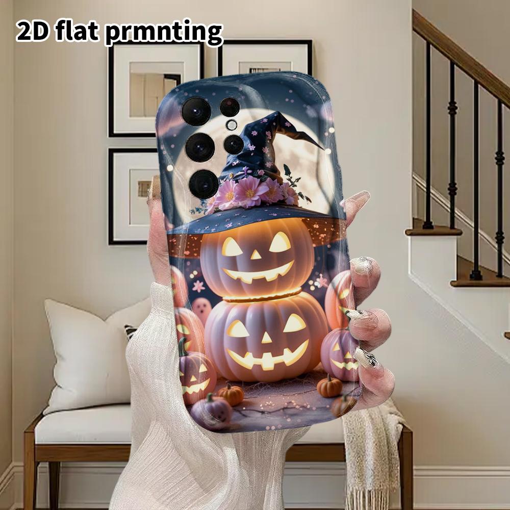 Phone Case: 2D Flat Samsung Galaxy A34 A35 M05 M06 S20 S22 S21 FE Plus 5G Protective Case, Couples Style, Dreamy Pink Pumpkin, Christmas and Halloween